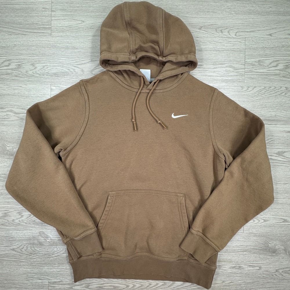Nike Women's Hoodie Sportswear Essential BRN S Fleece Embroidery Swoosh Pullover
